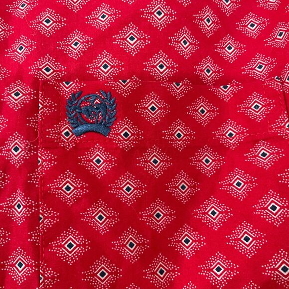 Cinch Boys Button Up Long Sleeve Shirt Red Size Large Boy 12 Rodeo Cowboy pocket - Picture 2 of 13
